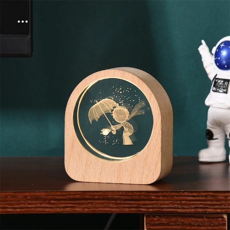 Bluejw 3D Crystal Ball Night Light - LED Night Lamp with Wood Base, USB Plug-in, Bedroom Decor, Birthday Gifts for Kids/Couples - Image 4